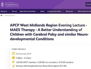 M.A.E.S. Therapy Presentation - APCP West Midlands Region Evening Lecture 22.11.18