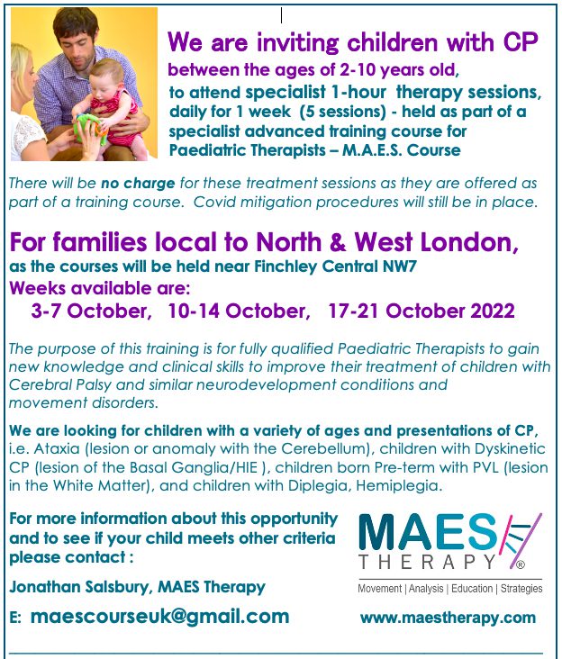 Inviting Children with CP MAES Courses - North London Oct.2022