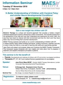 M.A.E.S. Therapy Seminar for Parents & Therapists - Johannesburg 2018