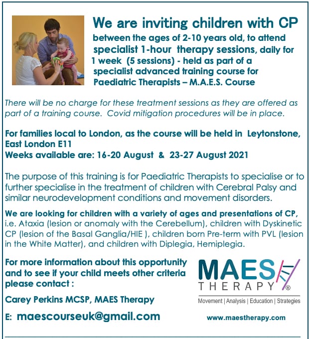 Children with CP for MAES Course - London 2021