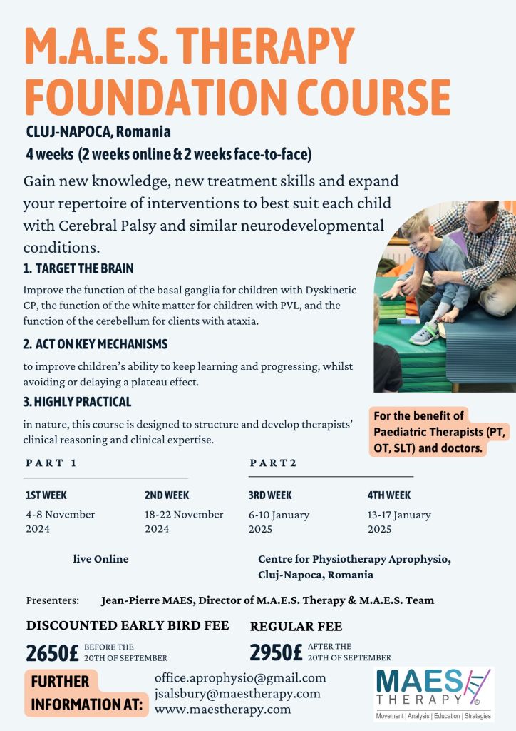 M.A.E.S. Therapy Foundation Course, Romania 2025 for Paediatric Therapists treating children with CP