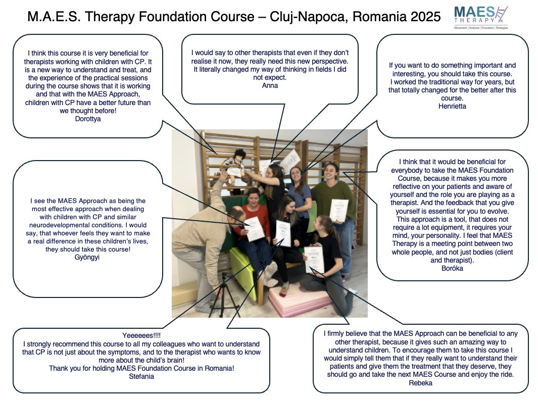 M.A.E.S. Therapy Foundation Course, Romania 2025 for Paediatric Therapists treating children with CP