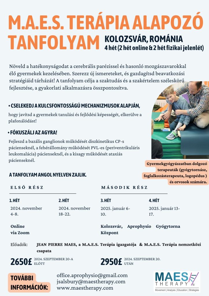 M.A.E.S. Therapy Foundation Course, Romania 2025 for Paediatric Therapists treating children with CP