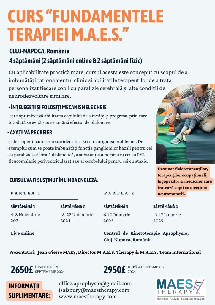 M.A.E.S. Therapy Foundation Course, Romania 2025 for Paediatric Therapists treating children with CP