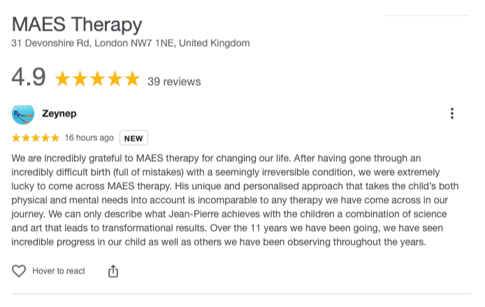 Another wonderful Testimony about M.A.E.S. Therapy!